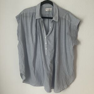 NILI LOTAN Striped Normandy Blouse sz M Oversized Minimalist Casual Preppy Chic